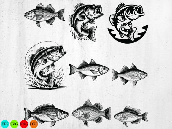 Download Fish Svg Bundle, Bass Svg, Fish Clipart - Bass Collection