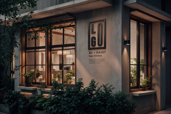 Download Elegant 3D Logo Mockup Modern Storefront - Modern Collection