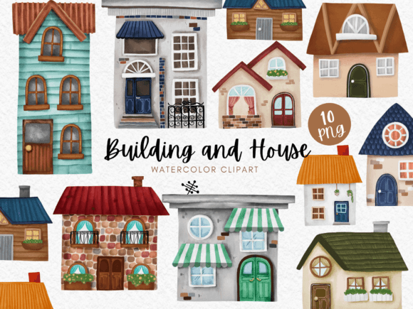Download Building and House Watercolor Clipart - Building Collection