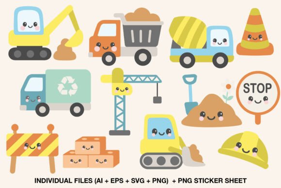 Download Cute Construction Vehicle Png Stickers - Vehicle Collection
